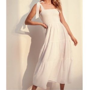 aritzia alba smocked midi dress